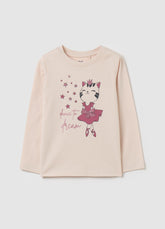 Ovs T-Shirt With Glitter Print And Long Sleeves
